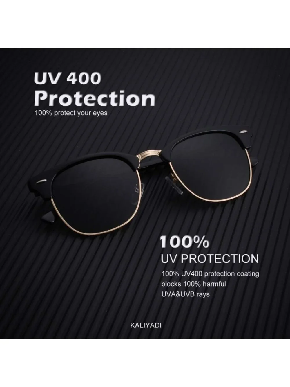 Polarized Semi-Rimless Sunglasses for Men & Women - Retro UV Protection Driving